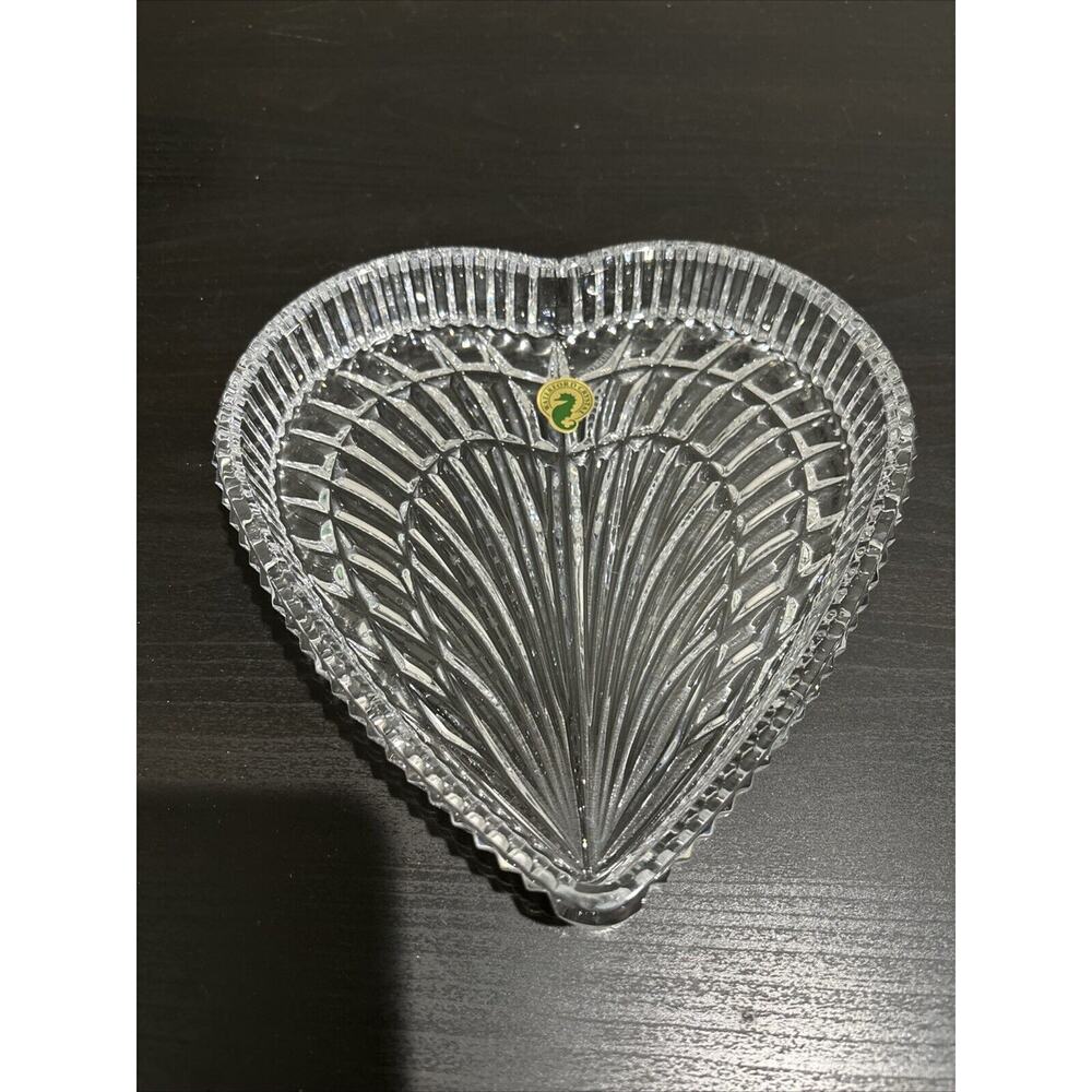 Waterford Crystal Heart Shaped Tray 7” Made in Ireland New With Sticker